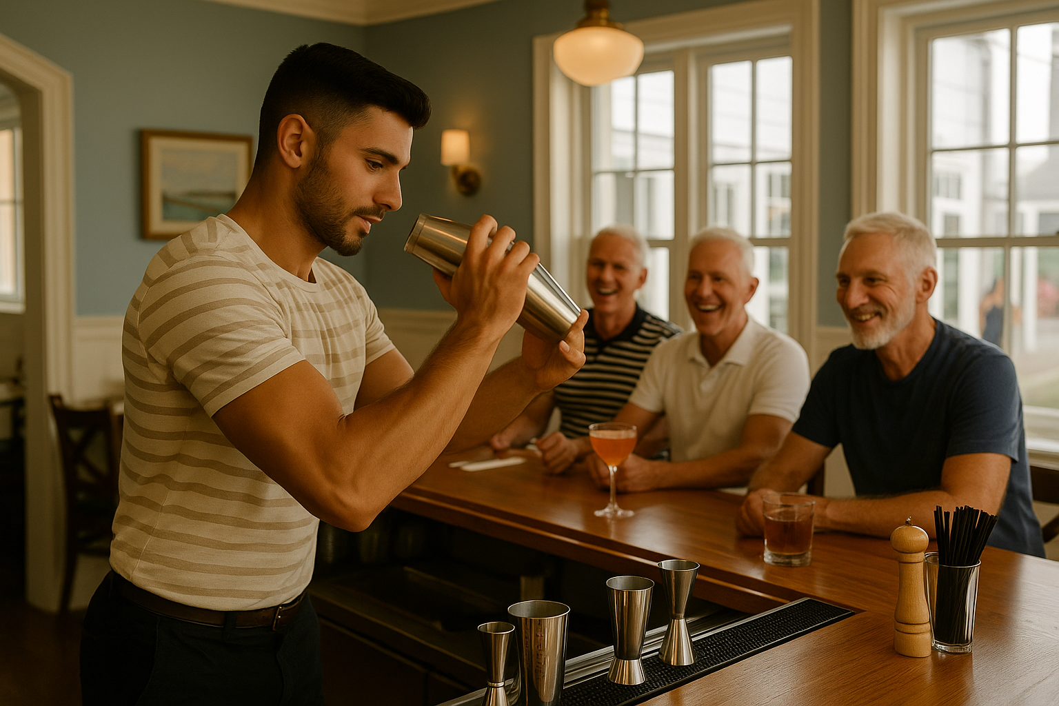 Mixologist shaking cocktail