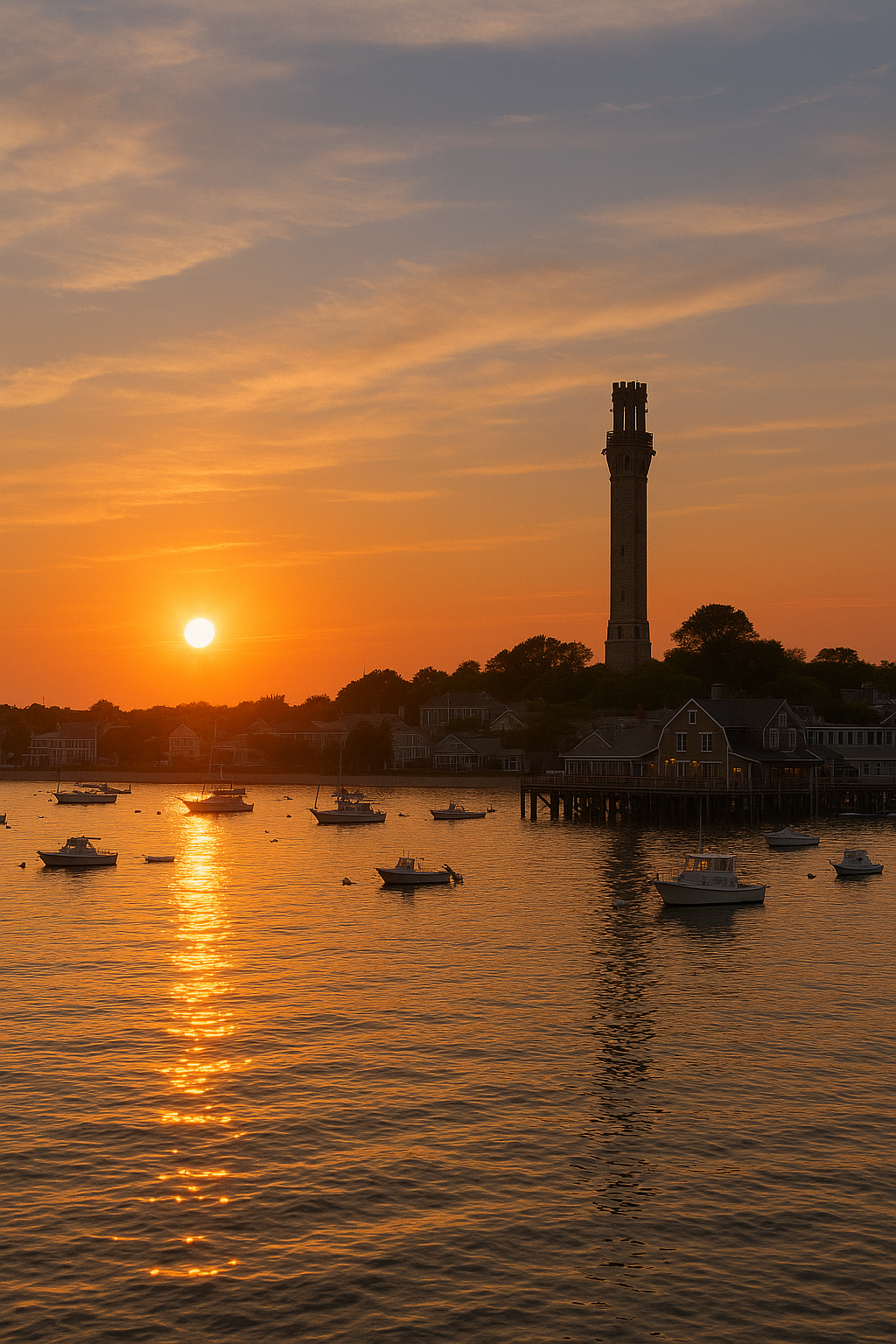 Sunset over Provincetown harbor
